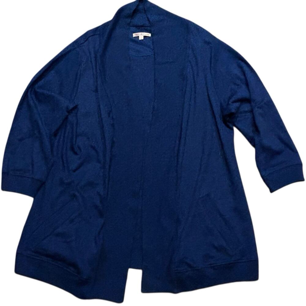 Peter Millar Women's Blue Cotton Open Cardigan Pockets Large Cozy Loungewear*